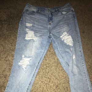 Washed out distressed jeans